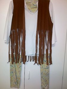 Adult Female Costumes to Hire - Hippie 3pce - Top, pants & waistcoat